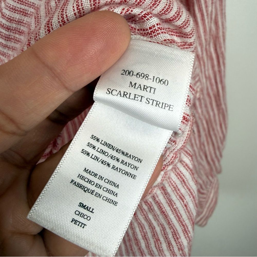 Rails Marti Scarlet Stripe Blouse Women's Size Small Linen Blend - Picture 6 of 7